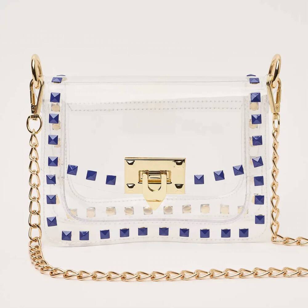 NEW CLEARLY HANDBAGS women's jackie clear gameday bag in navy